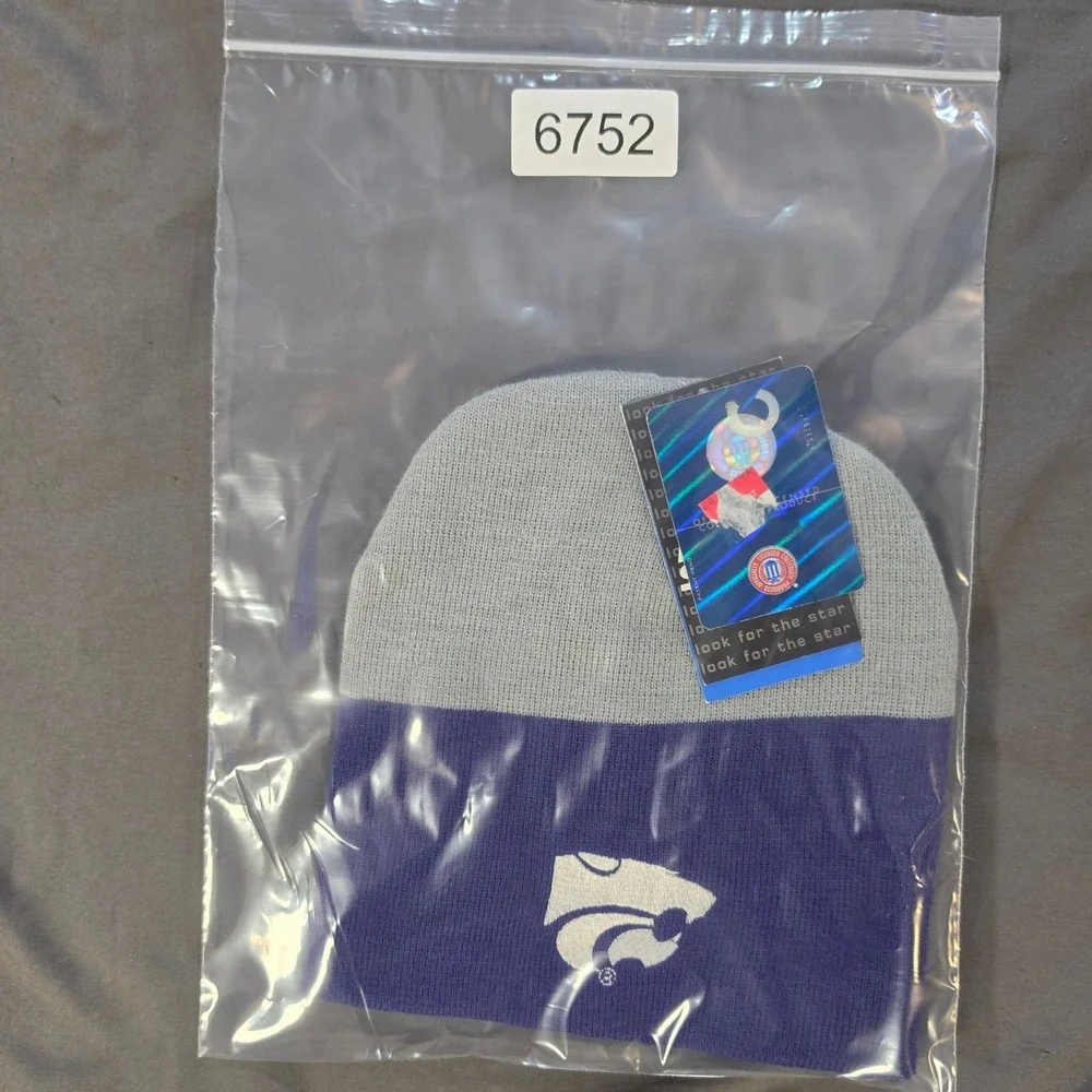 Starter Kansas State Wildcats Youth Beanie Purple Grey Knit Hat NWT
